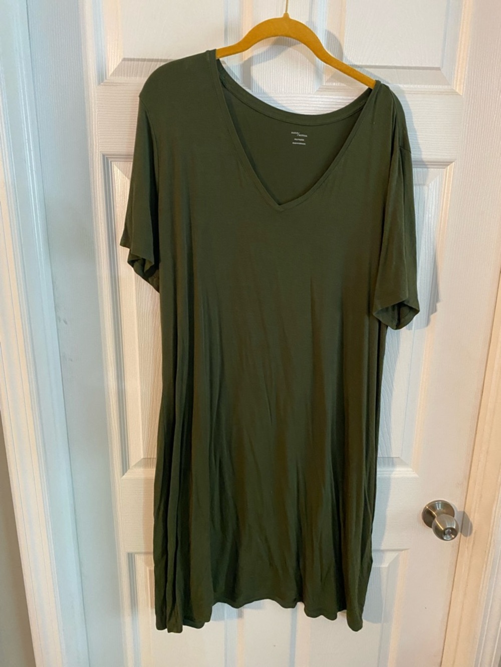 Daily Ritual Olive Green V-Neck T-Shirt Dress